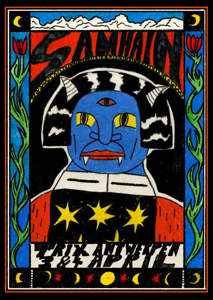 Poster design for Samhain Festival 2026 featuring folkloric and pre-Christian inspired imagery.